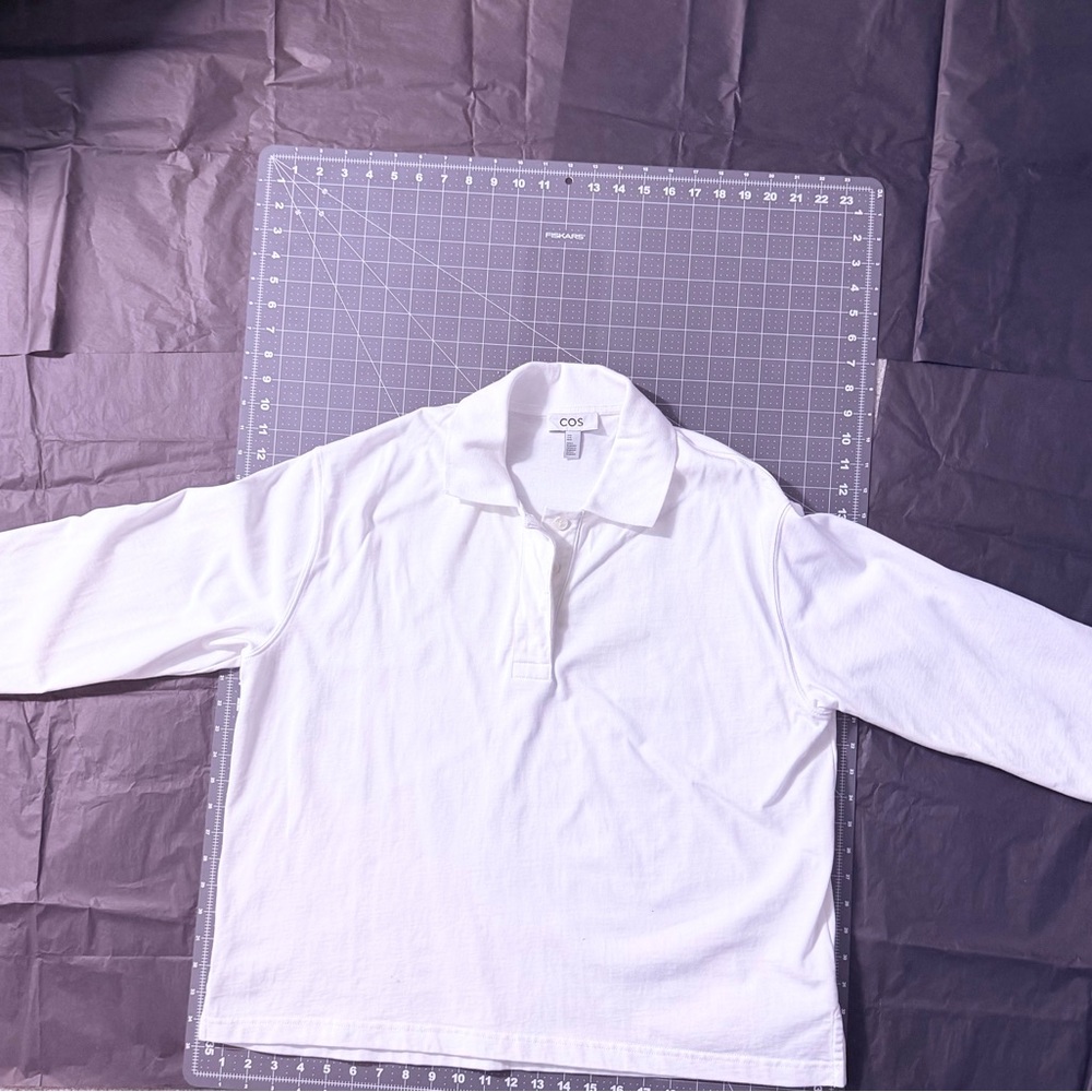 COS White Long Sleeve Polo Top
